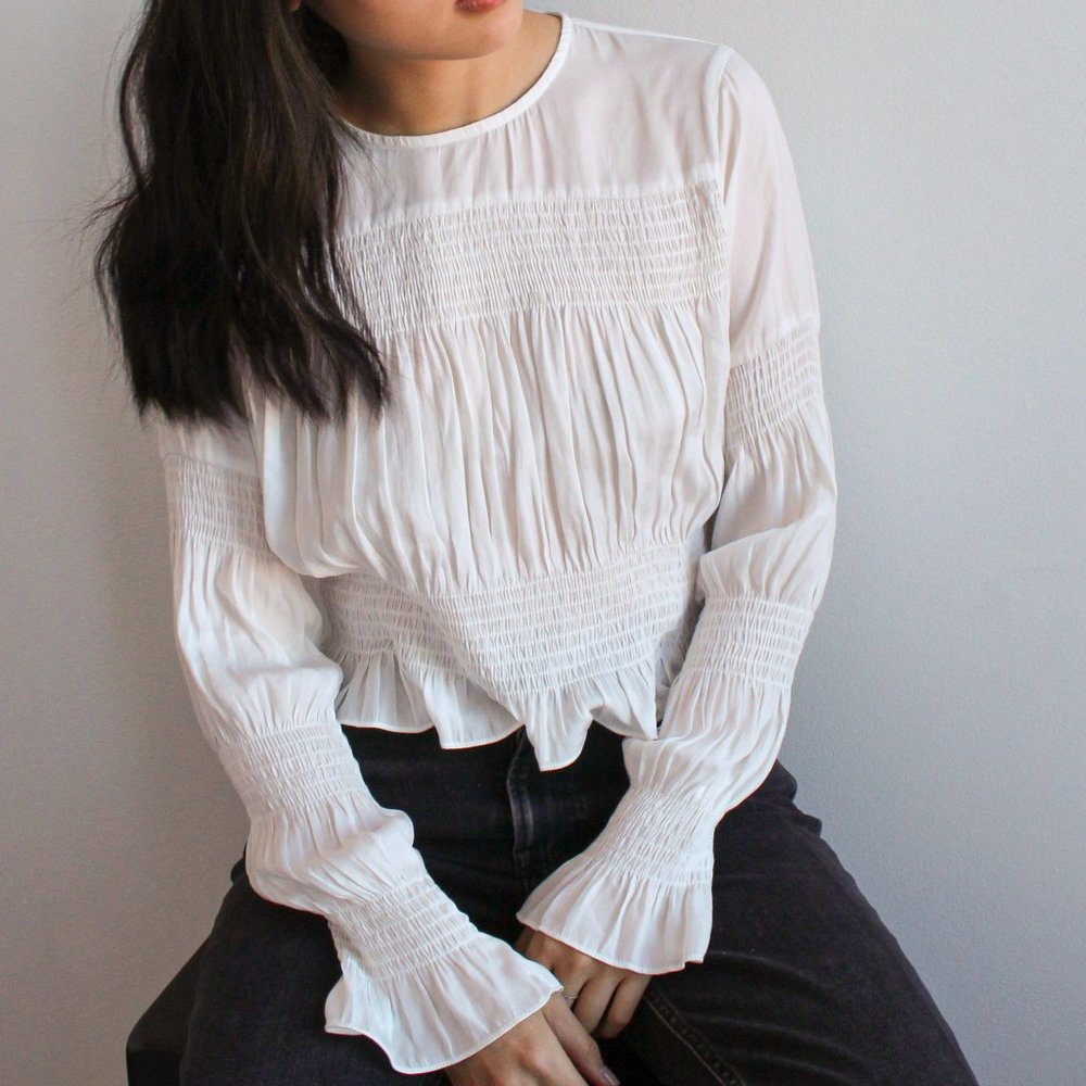 Smocked Long Sleeve Top